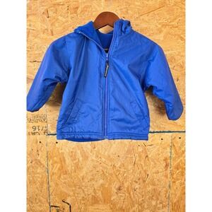 London Fog Kids Blue Reversible Fleece Hooded Jacket Size 4T Coat